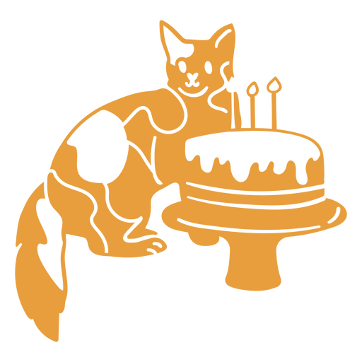 gato, garabato, recortar, pastel, cumpleaños Diseño PNG