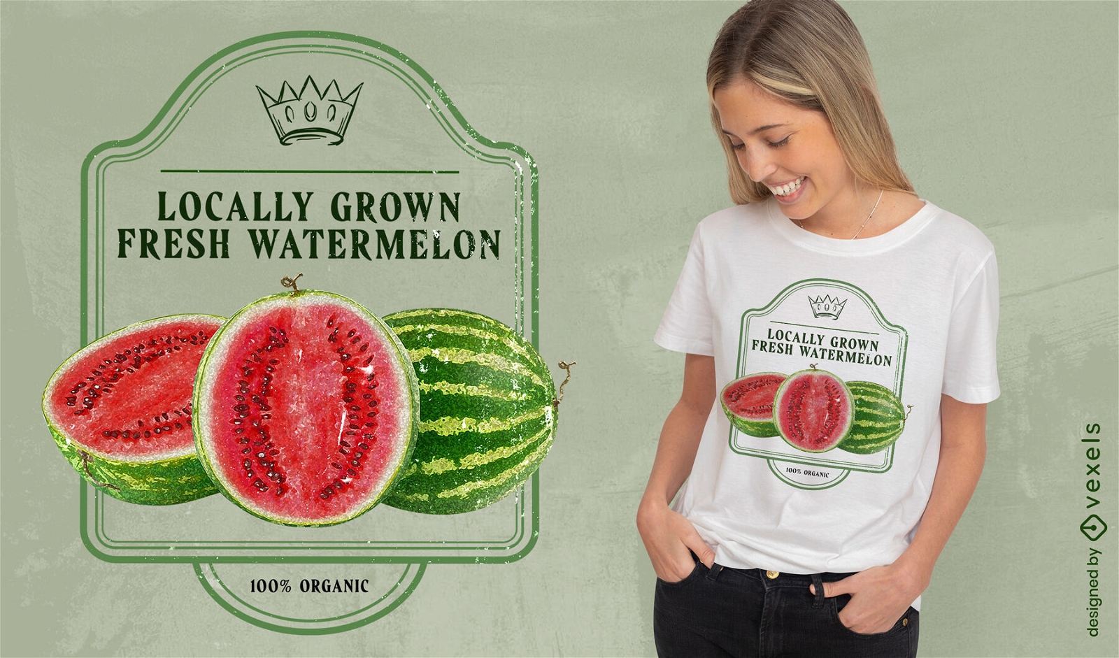 Camiseta vintage de frutas melancia psd