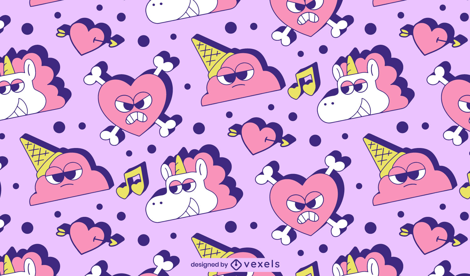 Anti Valentine's cartoon pattern design