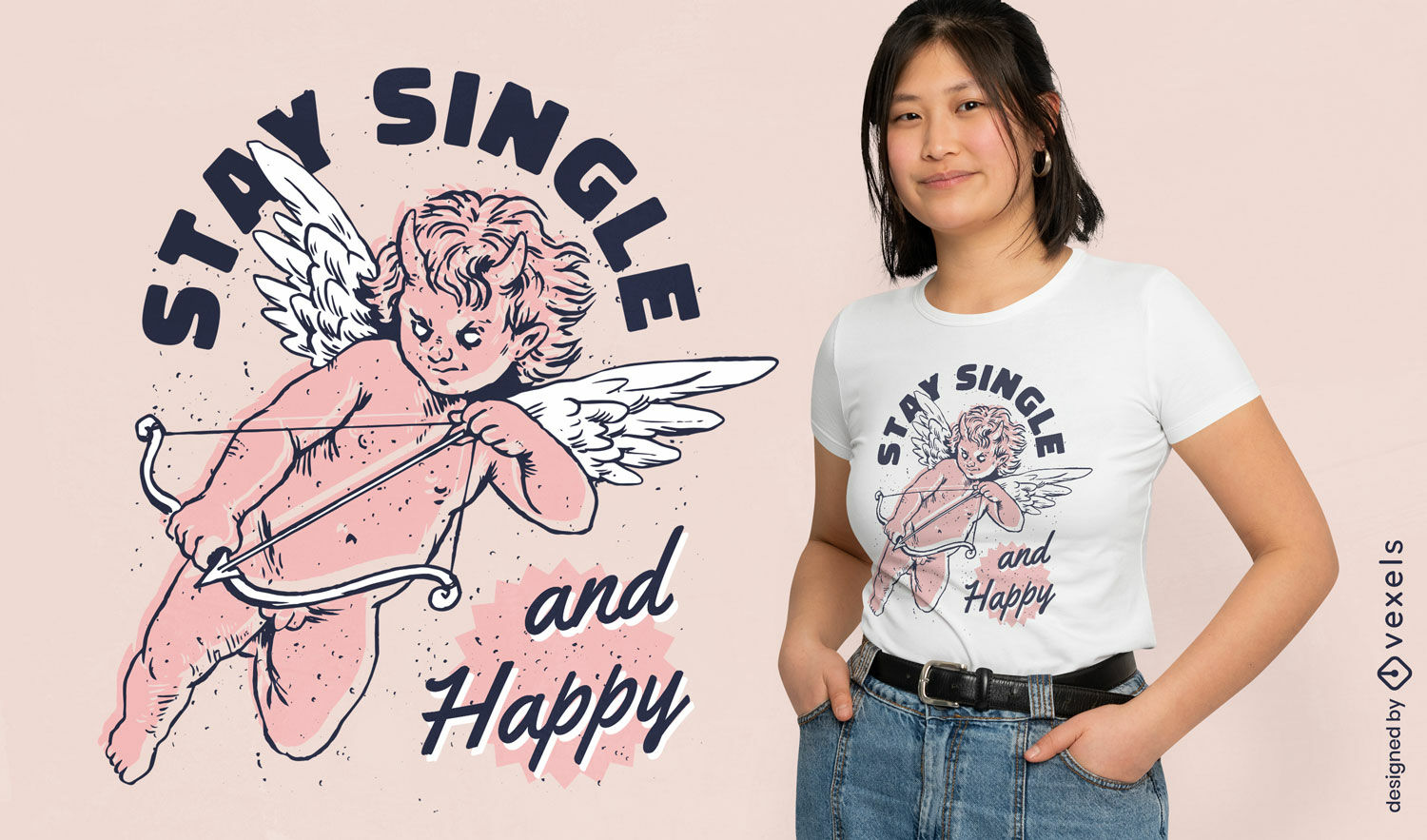 Diseño de camiseta de cupido contra el día de san valentín