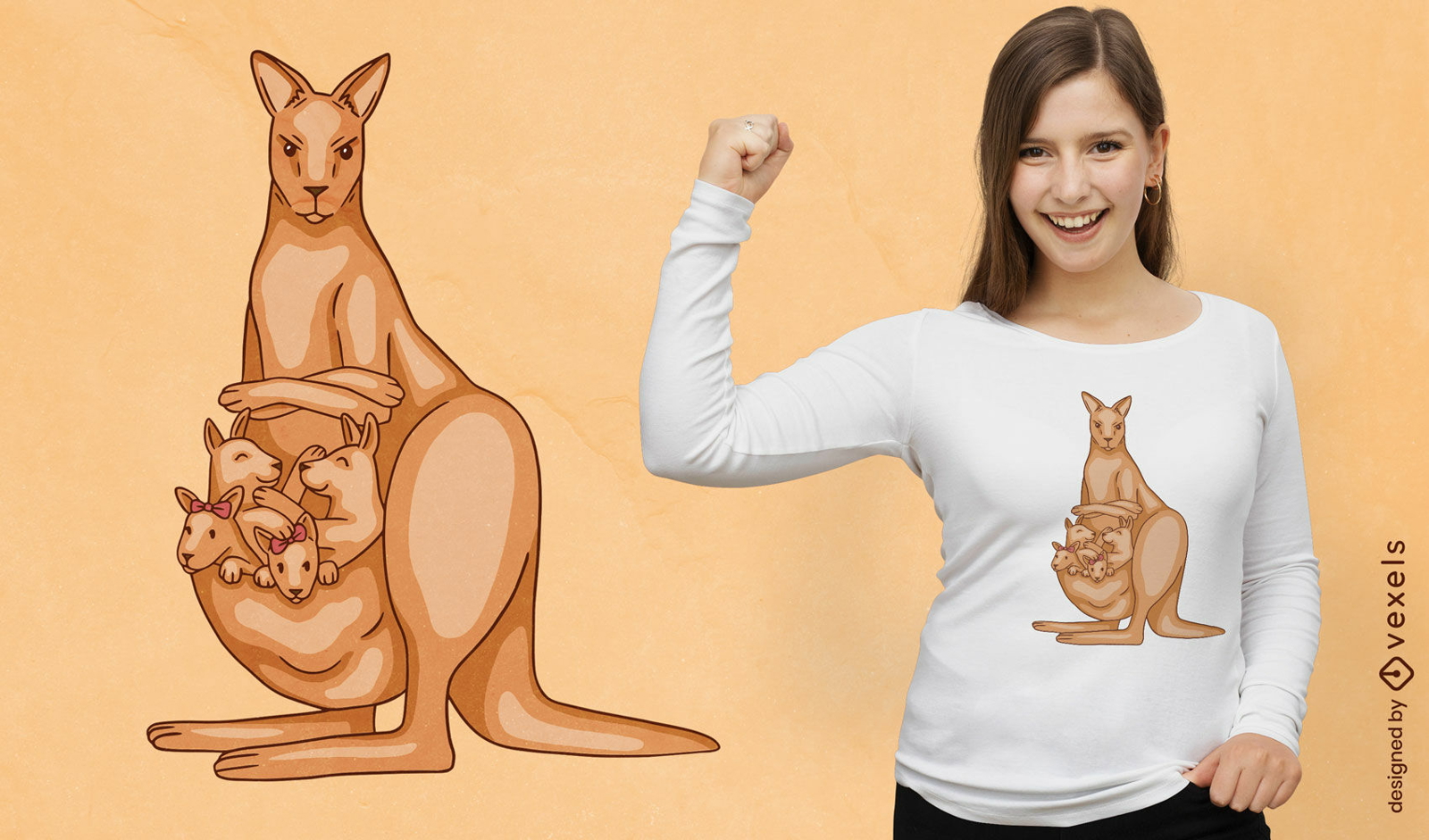 Design de camiseta animal mãe canguru