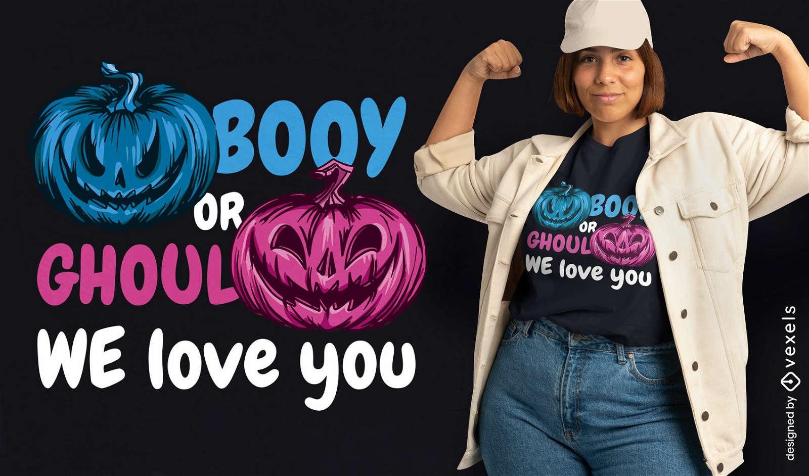 Divertido diseño de camiseta de revelación de género de Halloween