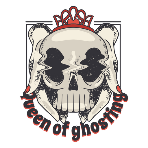 Totenkopf mit der Anti-Valentins-Botschaft Queen of Ghosting PNG-Design