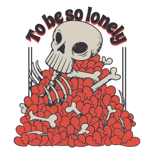 Calavera con el mensaje anti-San Valentín To be so alone Diseño PNG