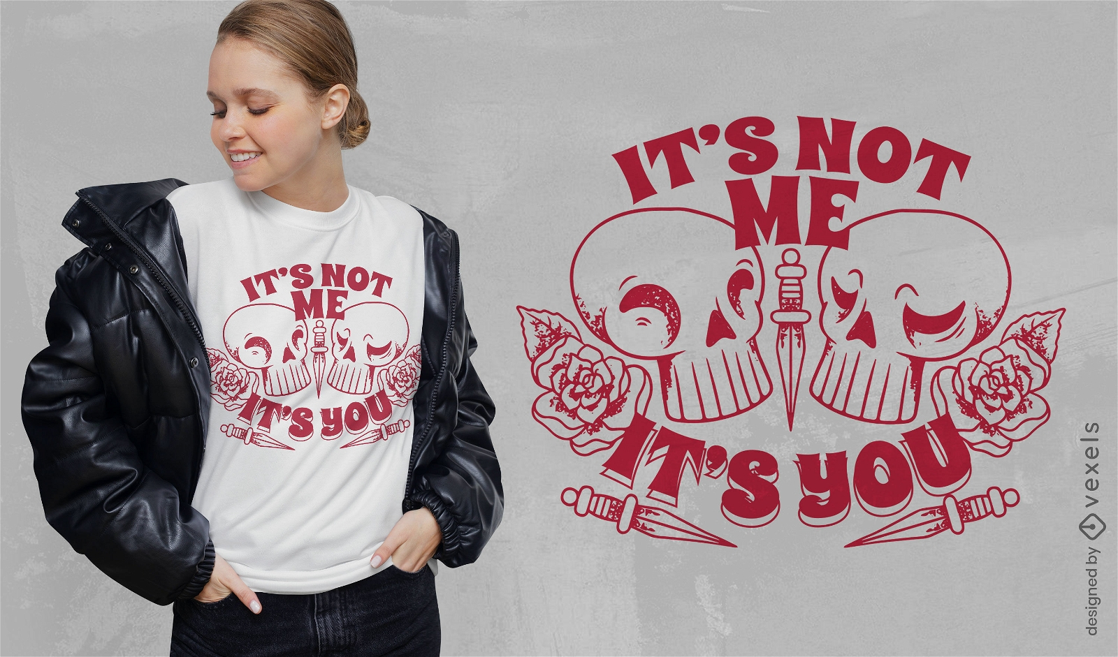 Anti-Valentinstag-Schädel-T-Shirt-Design