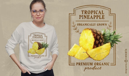 Camiseta vintage de frutas de piña psd
