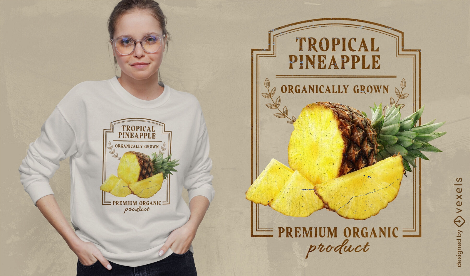 Camiseta vintage de frutas de abacaxi psd