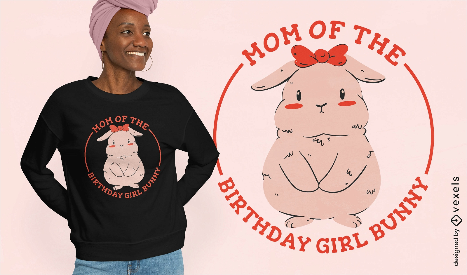 Mom of the birthday girl bunny t-shirt design