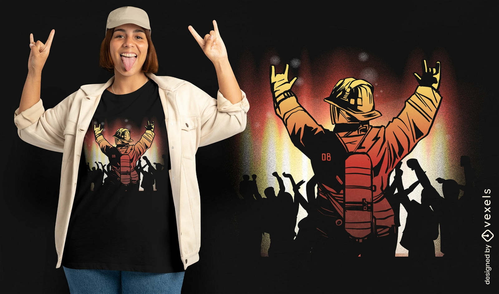 Feuerwehrmann tanzt im Party-T-Shirt-Design