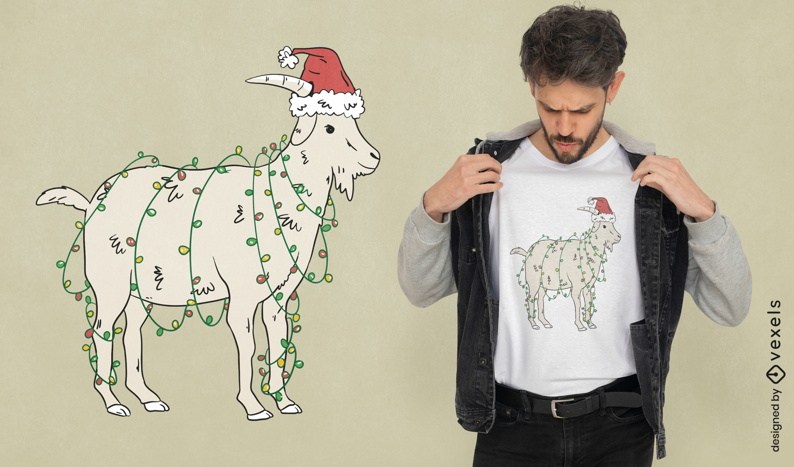 Christmas goat t-shirt design