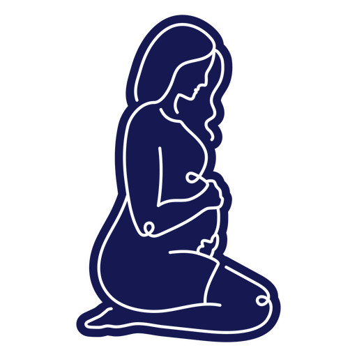 Cut-out silhouette of a loving pregnant mom PNG Design