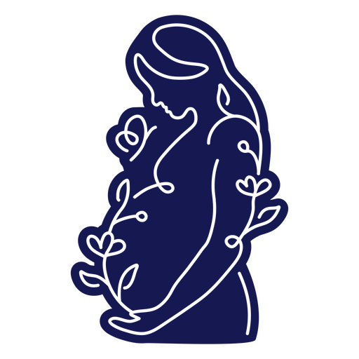 Cut-out silhouette of a loving mother in the maternity time PNG Design