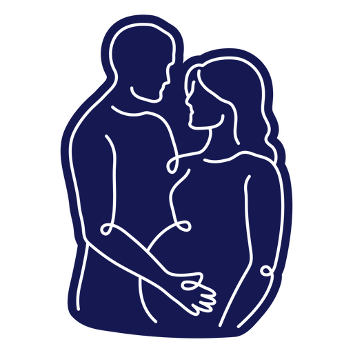 Cut-out silhouette of pregnant couple PNG Design
