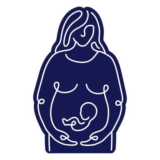 Cut-out silhouette of loving mother carrying a baby in her belly PNG Design