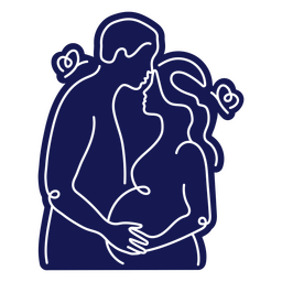 Cut-out silhouette of a couple waiting their baby PNG Design