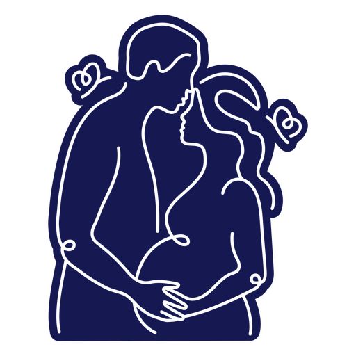 Cut-out silhouette of a couple waiting their baby PNG Design