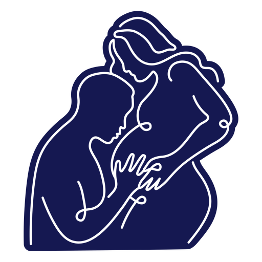 Cut-out silhouette of a pregnant couple waiting her baby PNG Design