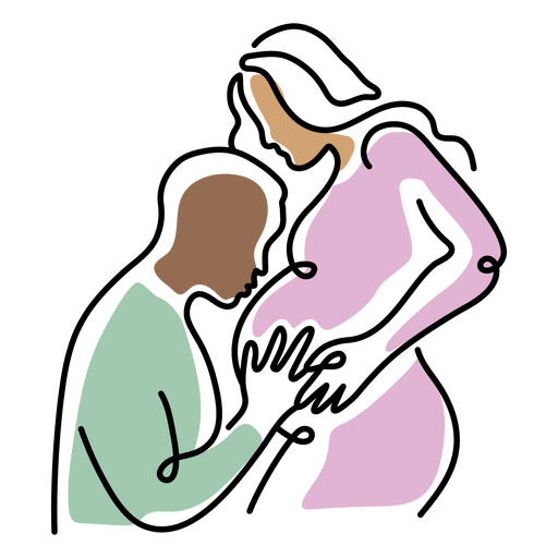 Illustration eines schwangeren Mannes und einer schwangeren Frau PNG-Design