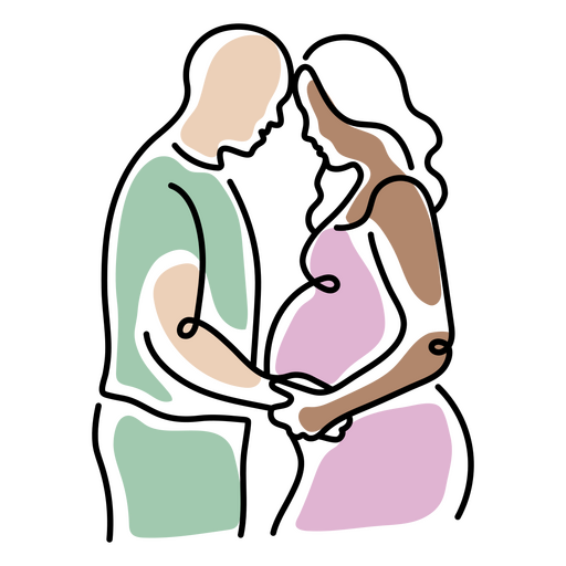Schwangerer Mann und Frau halten H?ndchen PNG-Design