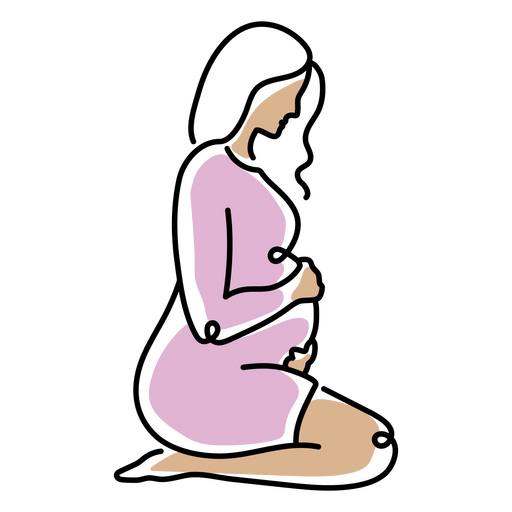 Illustration of a pregnant woman sitting on her knees PNG Design