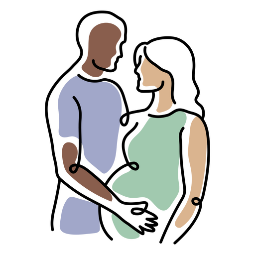 Illustration of a pregnant man and woman continuous line PNG Design