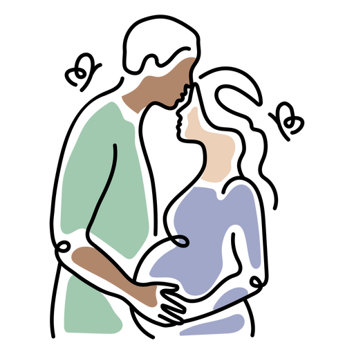 Pregnant man and woman hugging each other PNG Design