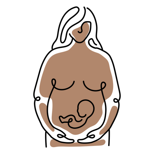 Mujer embarazada con un bebé en el estómago Diseño PNG