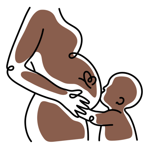Loving child kissing his pregnant mother's belly PNG Design