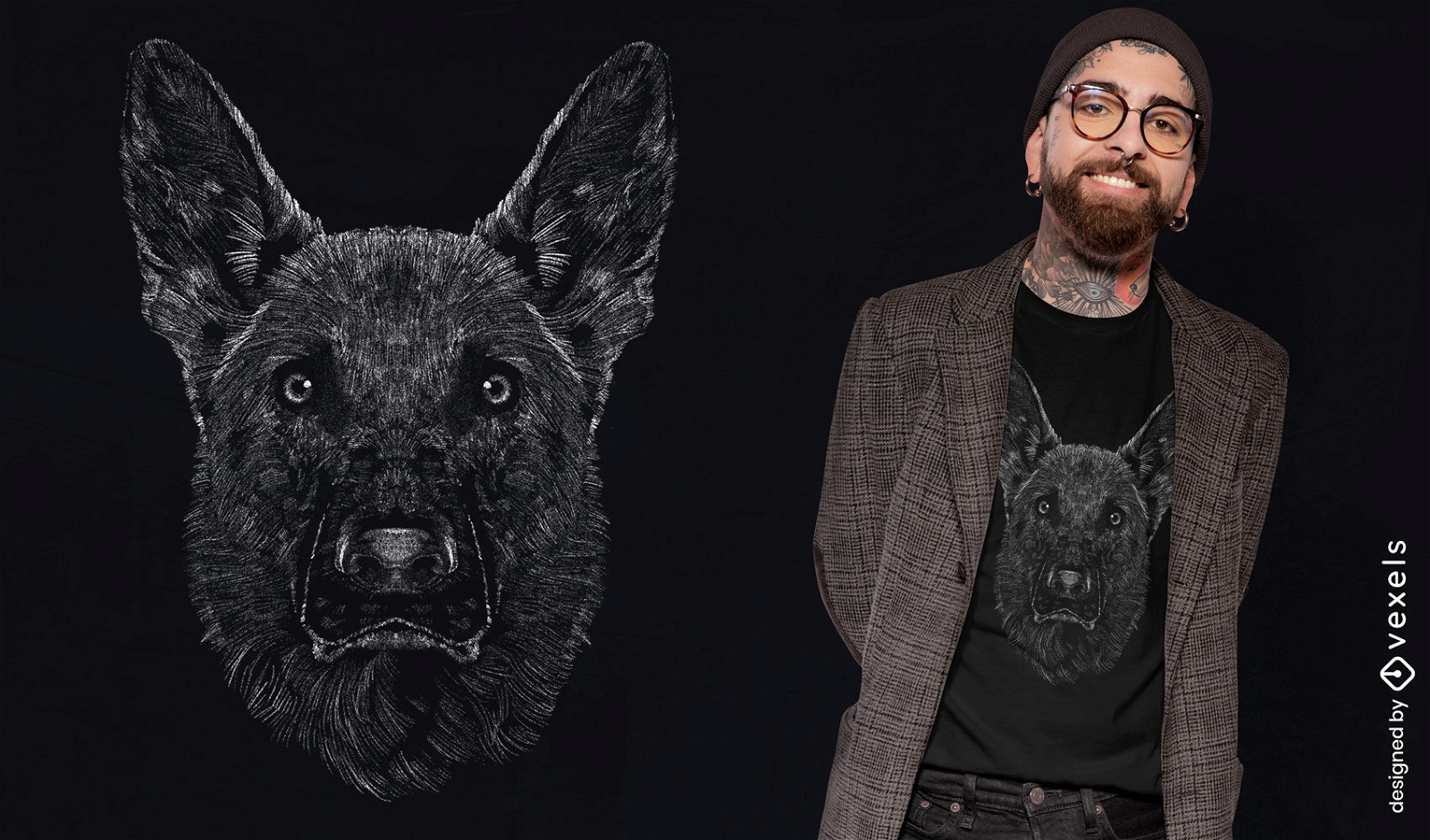 Design de camiseta de animal pastor alemão