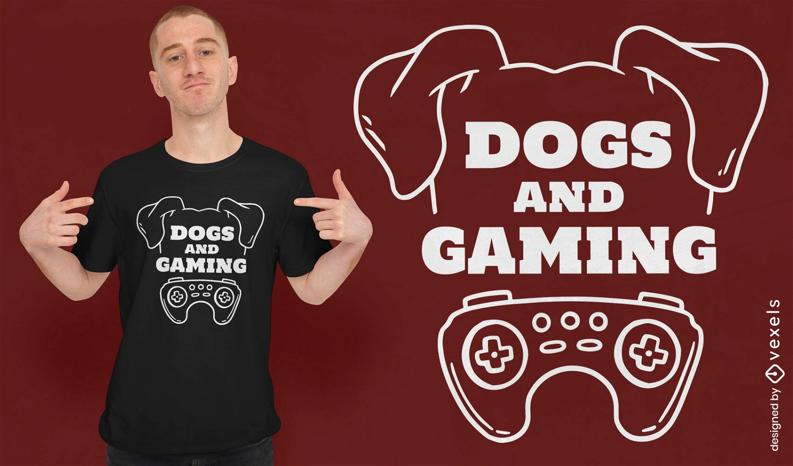 Hunde und Gaming-T-Shirt-Design