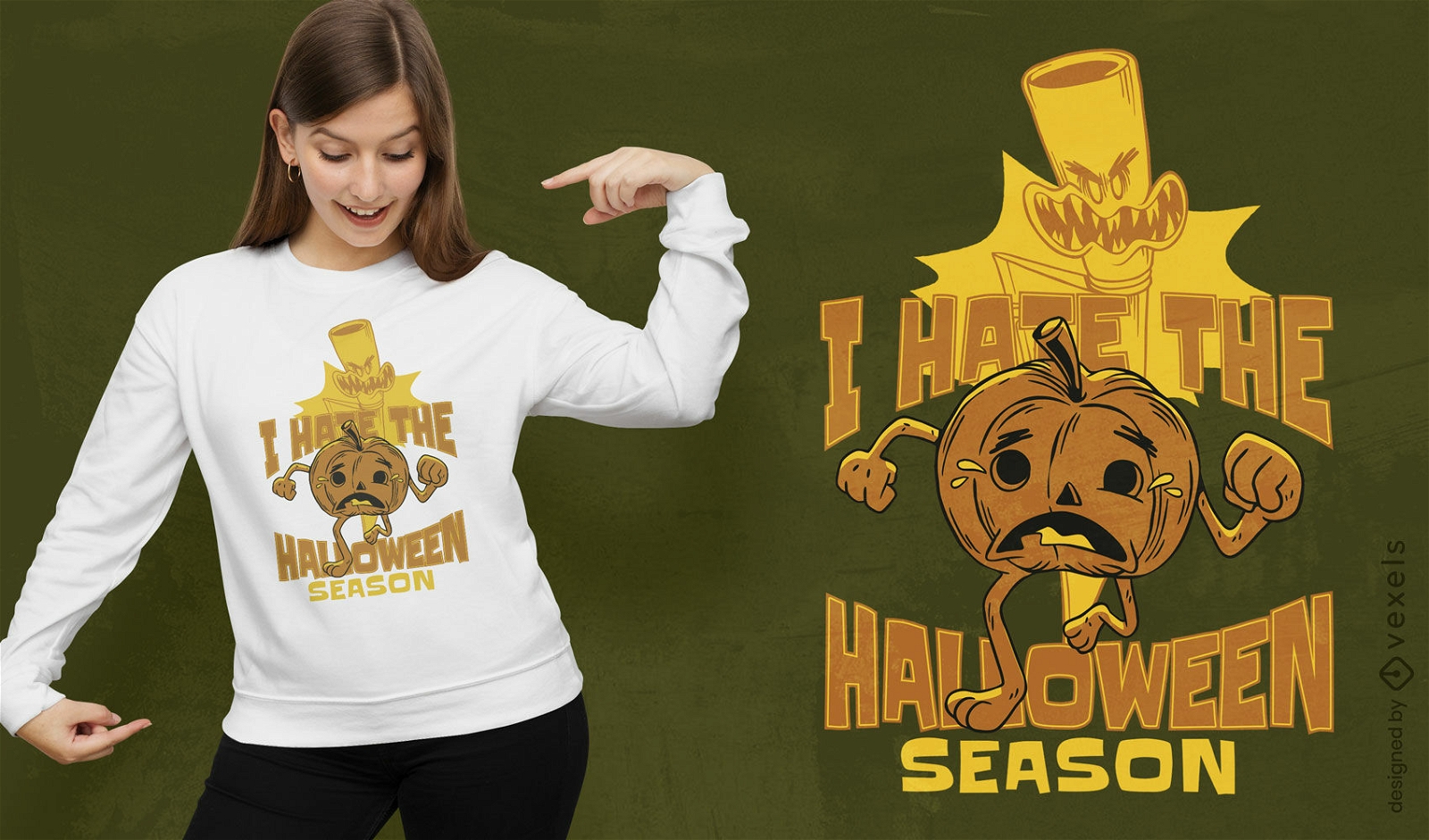 Diseño divertido de camiseta de calabaza de la temporada de Halloween