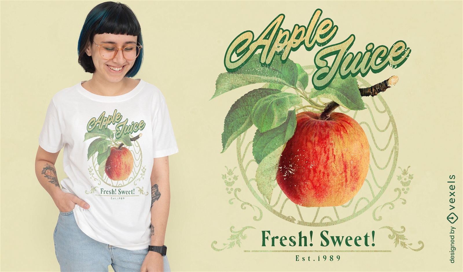 Design de camiseta psd vintage de suco de maçã