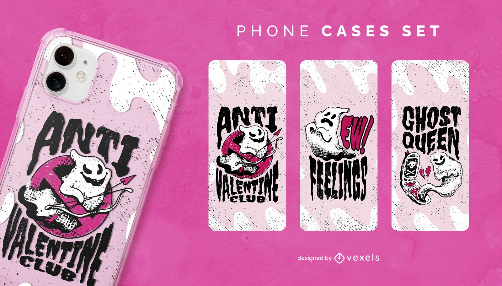 Anti Valentine's ghost phone case set