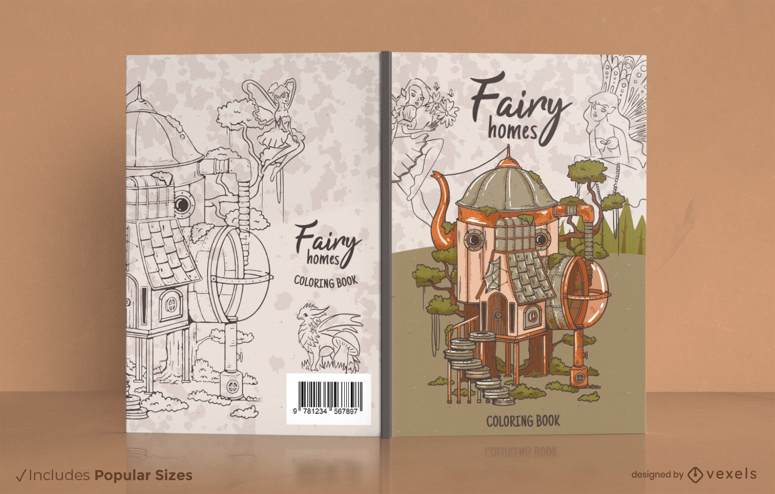Diseño de portada de libro de casa de hadas de fantasía