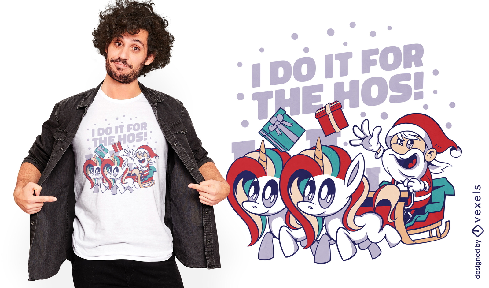 Divertido diseño de camiseta con cita de unicornios navideños