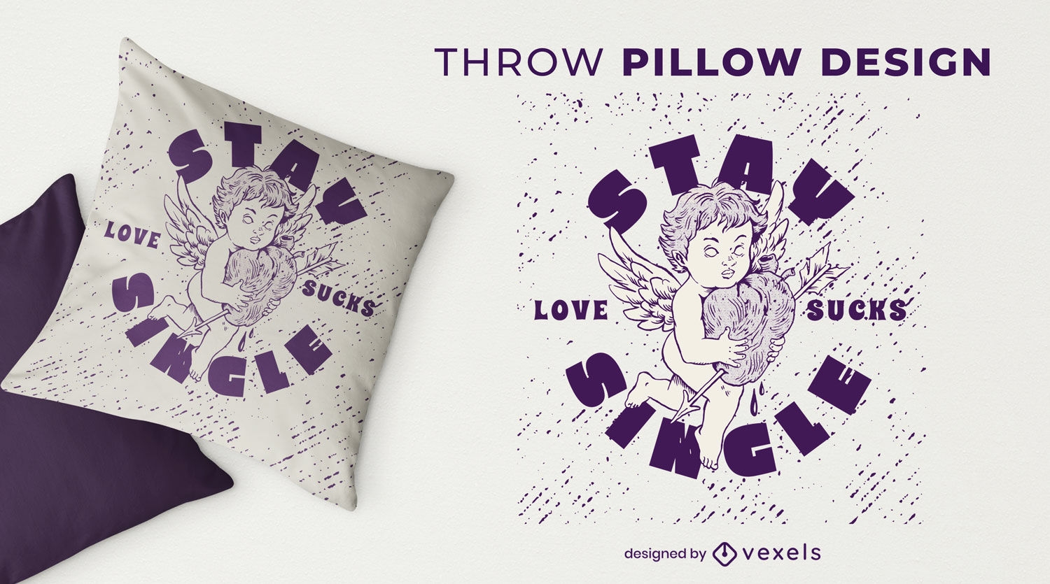 Anti cupid stay single throw pillow design