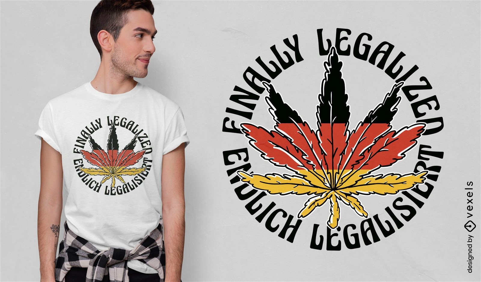Design de camiseta de folha de cannabis de bandeira alem?
