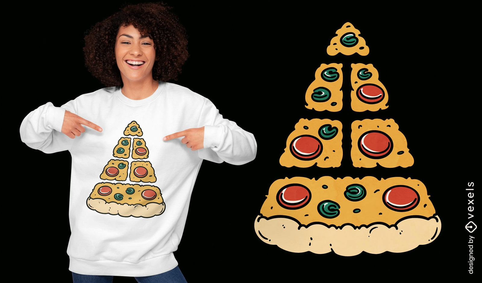Diseño de camiseta de comida rápida de pirámide de pizza.