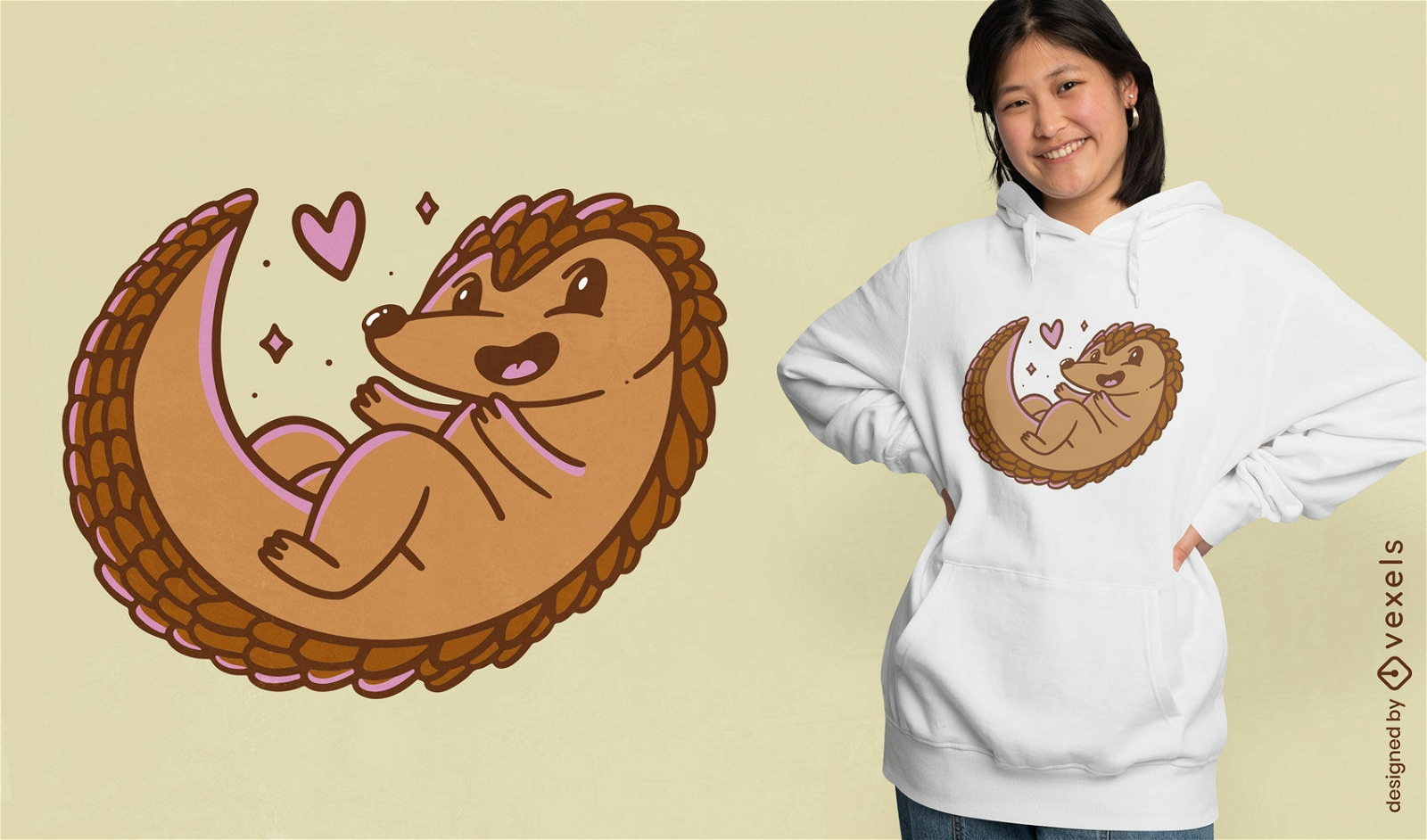 Diseño de camiseta de animal pangolín feliz