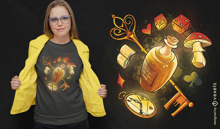 Design de camiseta de fantasia de elementos mágicos