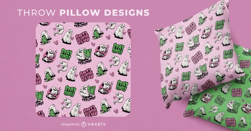 Anti Valentine's day ghost throw pillow design