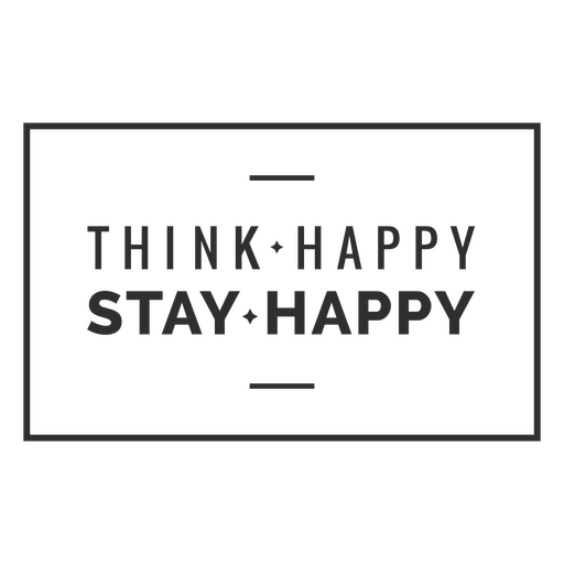 Tablero de cartas con el mensaje Think happy Stay happy Diseño PNG