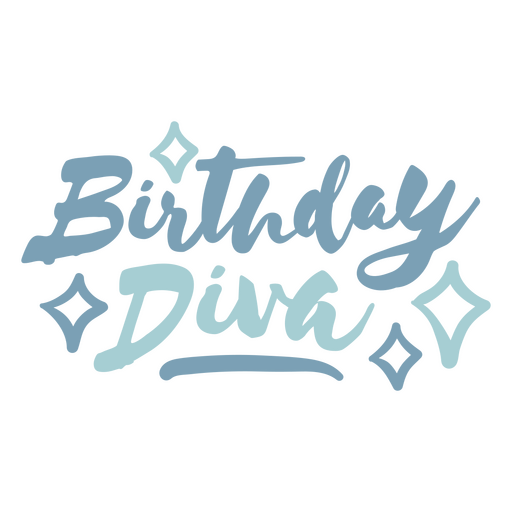 Lettering design featuring the quote Birthday diva PNG Design