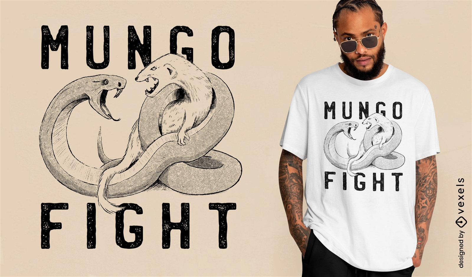 Design de camiseta de animais roedores e cobras