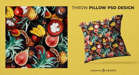 Tropical fruits throw pillow design
