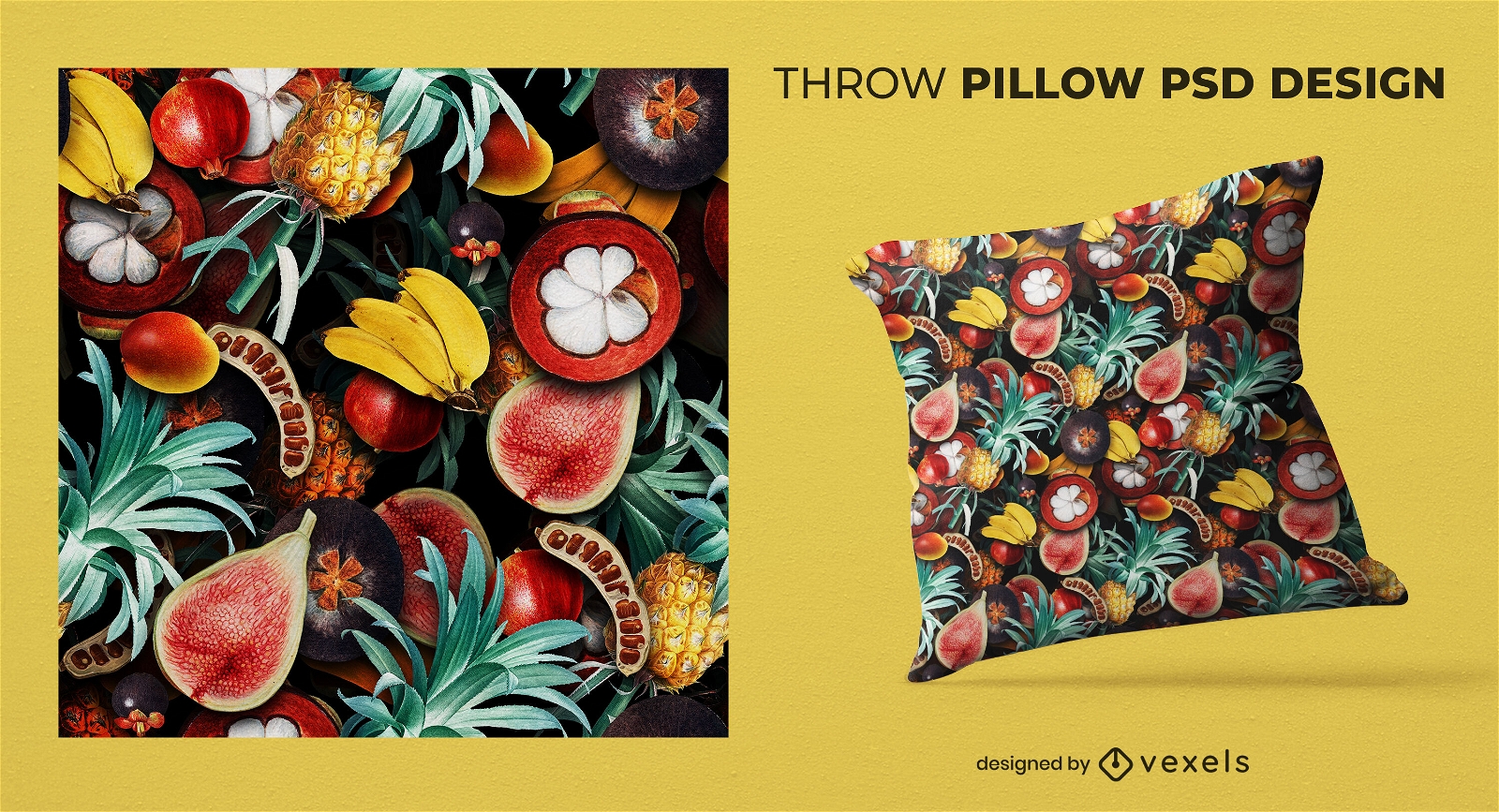 Tropical fruits throw pillow desing