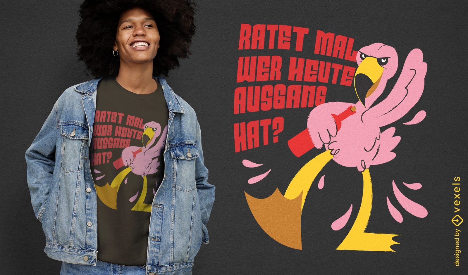 Design de camiseta b?bada de animal flamingo