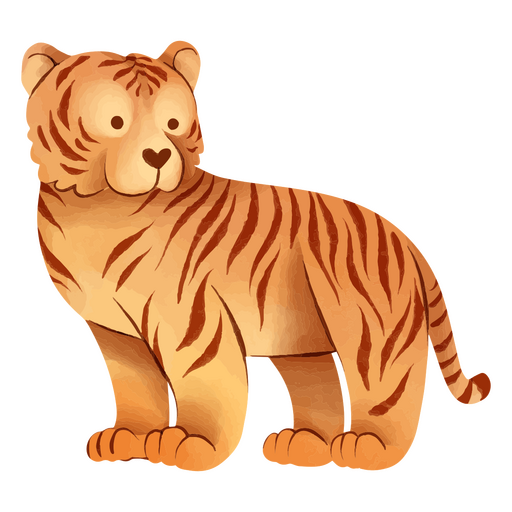 Cute Tiger Drawn In Watercolor Style PNG & SVG Design For T-Shirts