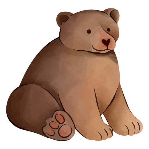 Cute bear drawn in watercolor style PNG Design