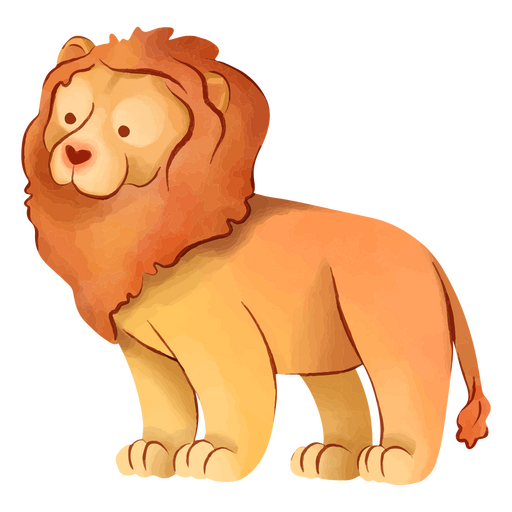Cute lion drawn in watercolor style PNG Design